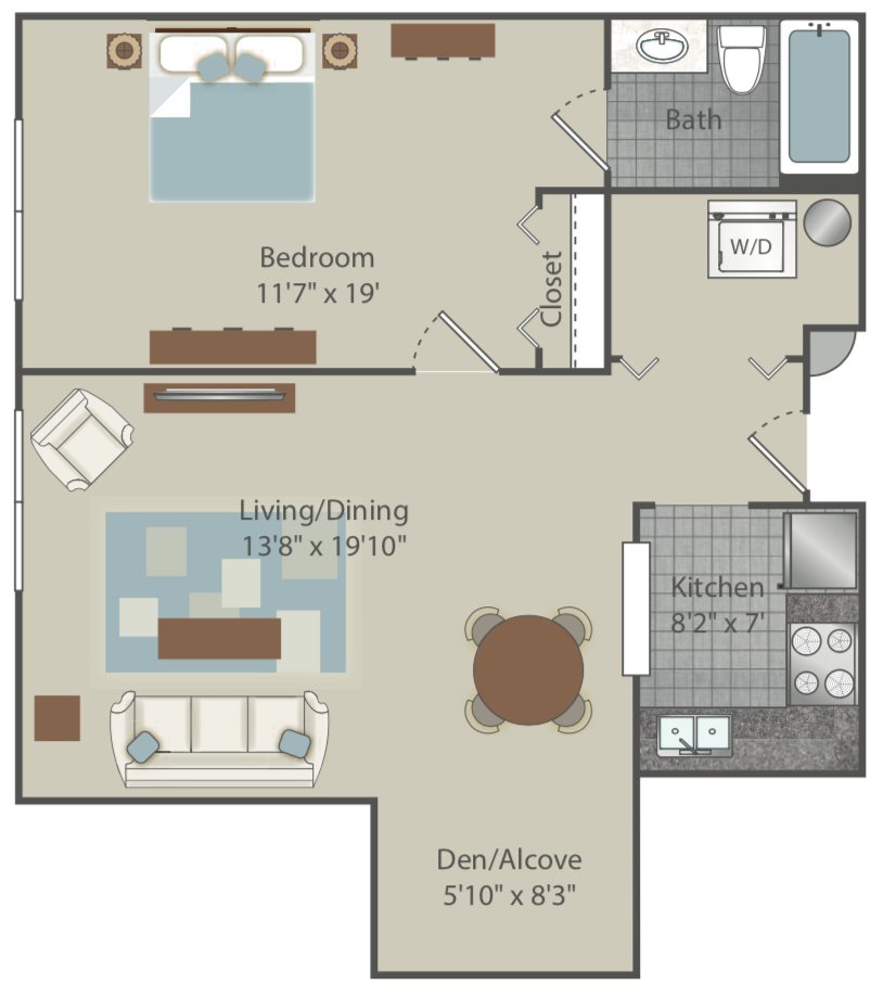 Clear Creek Commons Apartments_Golden CO_Floor Plan_One Bedroom One Bathroom_Creekside Peak Clear Creek Commons Apartments_Golden CO_Floor Plan_One Bedroom One Bathroom_Creekside Peak
